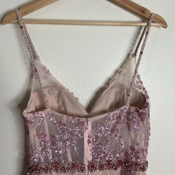 Mac Duggal 67264M Corset Bodice Sequin Dress in pink long sparkly gown size 4 - Picture 11 of 12